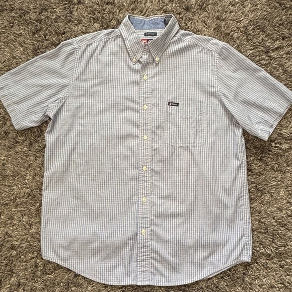 Chaps Ralph Lauren Button Up Shirt Mens Large Blue Check Short Sleeve Casual - Picture 9 of 9